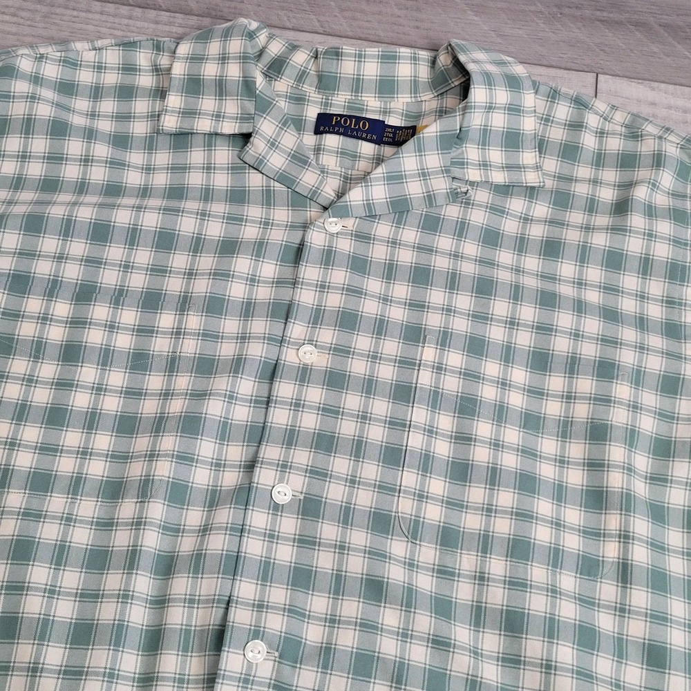 Polo Ralph Lauren Shirt Mens 2XLTUtility Oxford Gingham Short Sleeve Pony Preppy